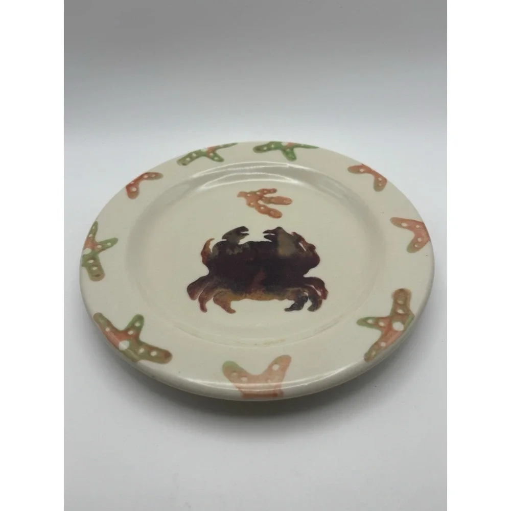 RARE Hartstone Coral Reef Salad Plate‎ Pottery Stoneware USA Crab Retired HTF